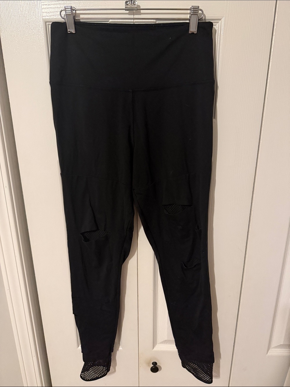 PINK Victorias Secret Womens Black Stretch Leggings with Mesh Detail